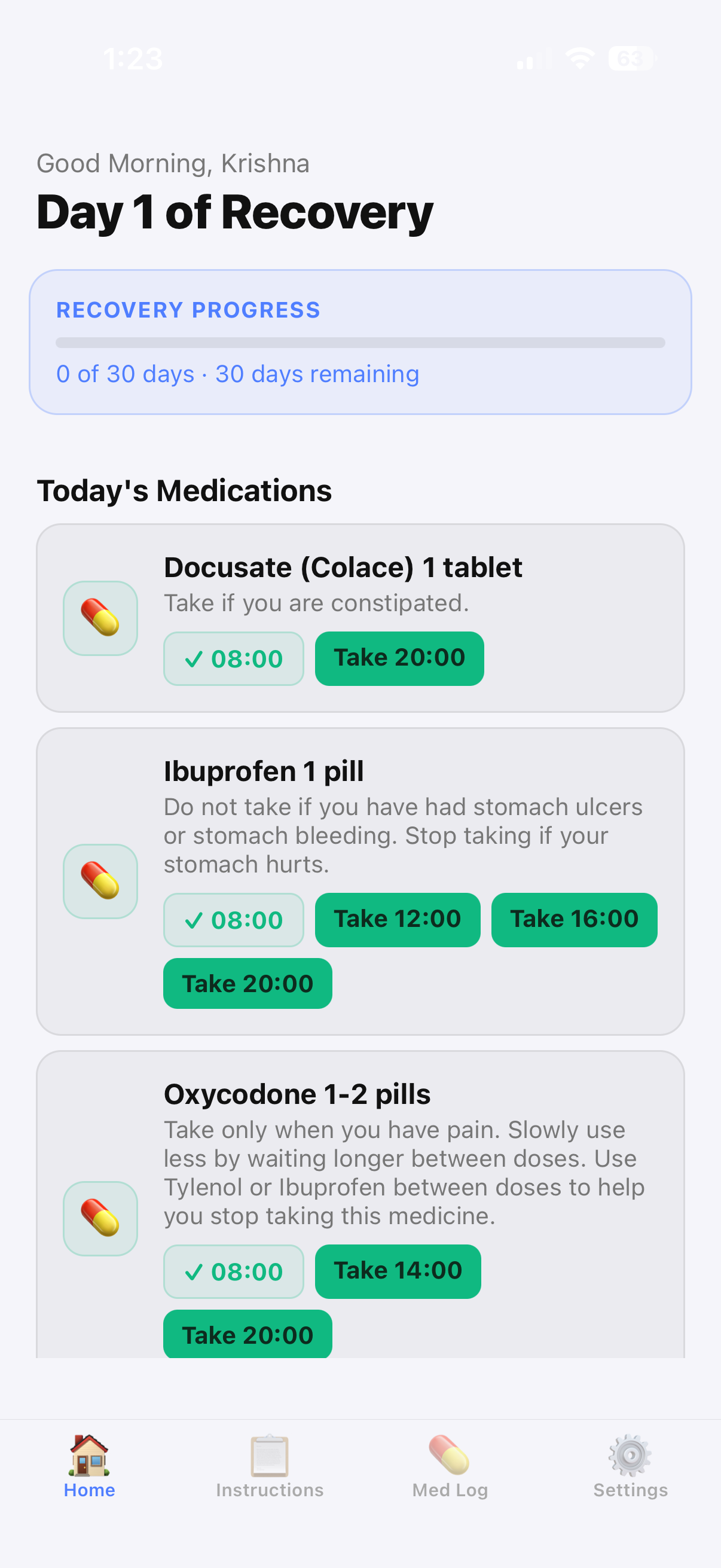 CuraPath home screen