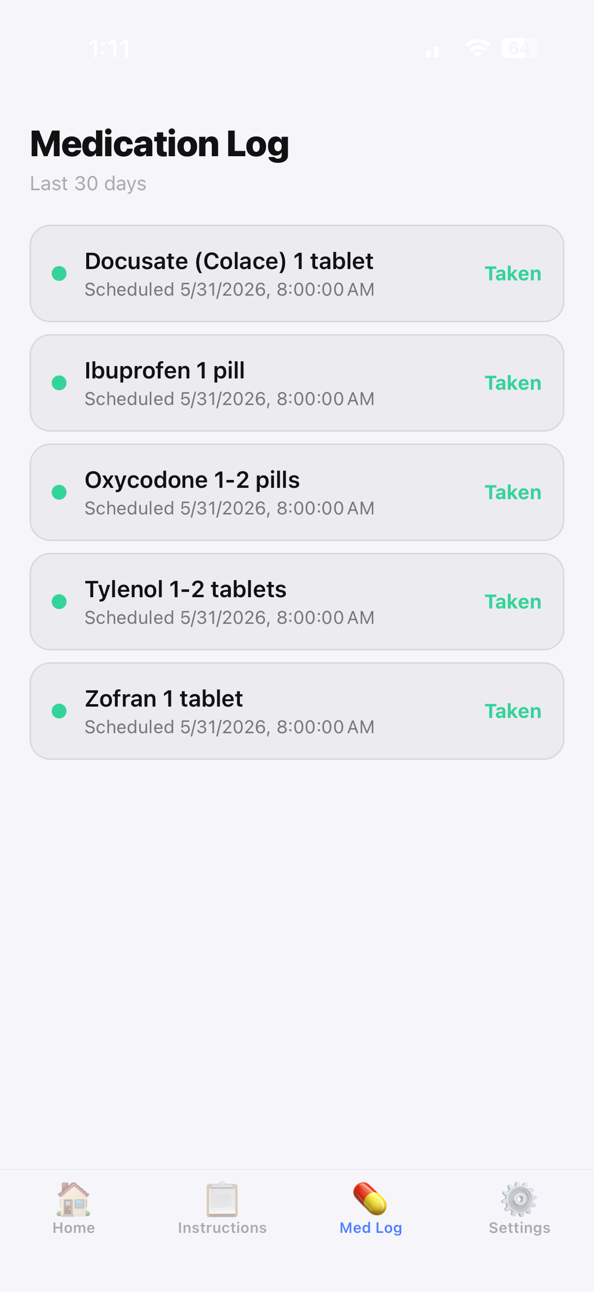 Medication log